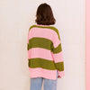 Rhiannon Recycled Cotton Mix Stripe Jumper - Pink and Green Cara & The Sky