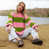 Rhiannon Recycled Cotton Mix Stripe Jumper - Pink and Green Cara & The Sky