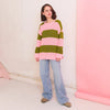 Rhiannon Recycled Cotton Mix Stripe Jumper - Pink and Green Cara & The Sky