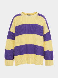  Rhiannon Recycled Cotton Mix Stripe Jumper - Purple and Yellow