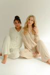 Rib Knit Bamboo Pyjama Set, in Almond Nude Made Wright London