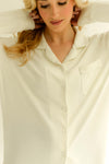 Rib Knit Bamboo Pyjama Set, in White Made Wright London