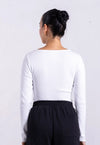 Ribbed Boat Neck Long Sleeve T-Shirt, White Pantee