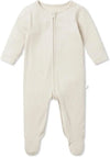 Ribbed Ecru Clever Zip Sleepsuit Mori