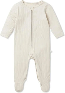  Ribbed Ecru Clever Zip Sleepsuit Mori