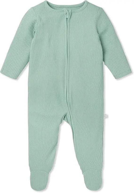 Ribbed MintClever Zip Sleepsuit Mori