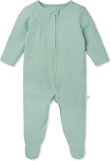  Ribbed MintClever Zip Sleepsuit Mori