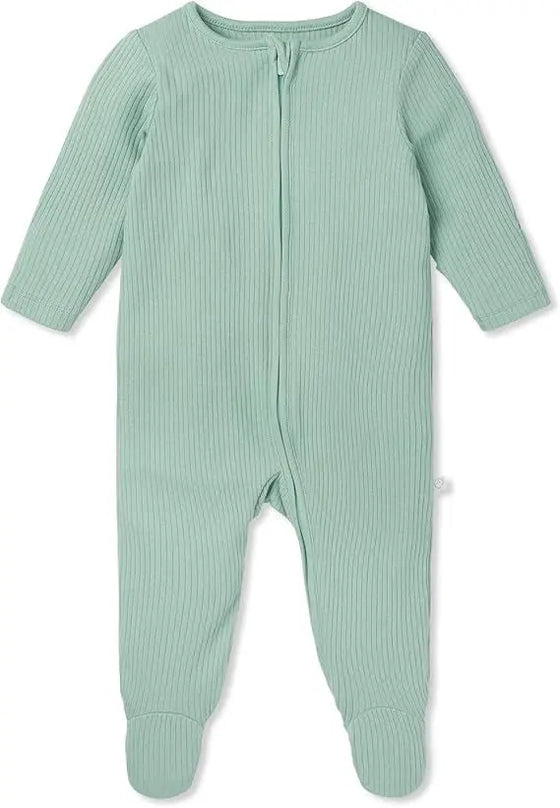 Ribbed MintClever Zip Sleepsuit Mori