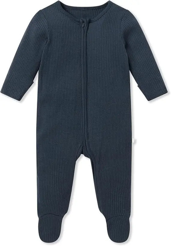 Ribbed Navy Clever Zip Sleepsuit Mori