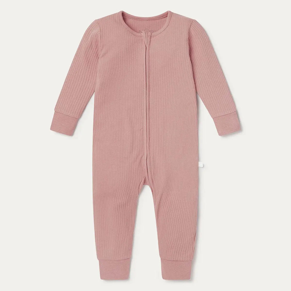 Ribbed Rose Clever Zip Sleepsuit Mori