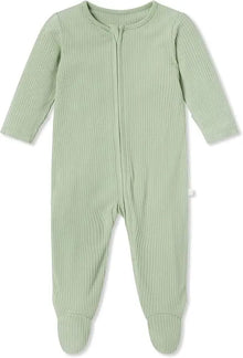  Ribbed Sage Clever Zip Sleepsuit Mori