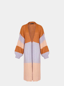  Ricci Stripe Longline Cardigan - Rust Cara & The Sky