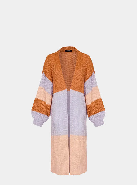 Ricci Stripe Longline Cardigan - Rust Cara & The Sky