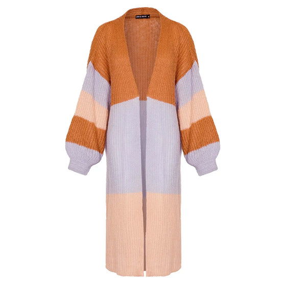 Ricci Stripe Longline Cardigan - Rust Cara & The Sky