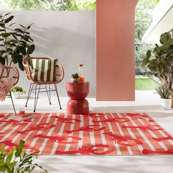 Riviera Lobster Recycled Indoor Outdoor Rug Dunelm