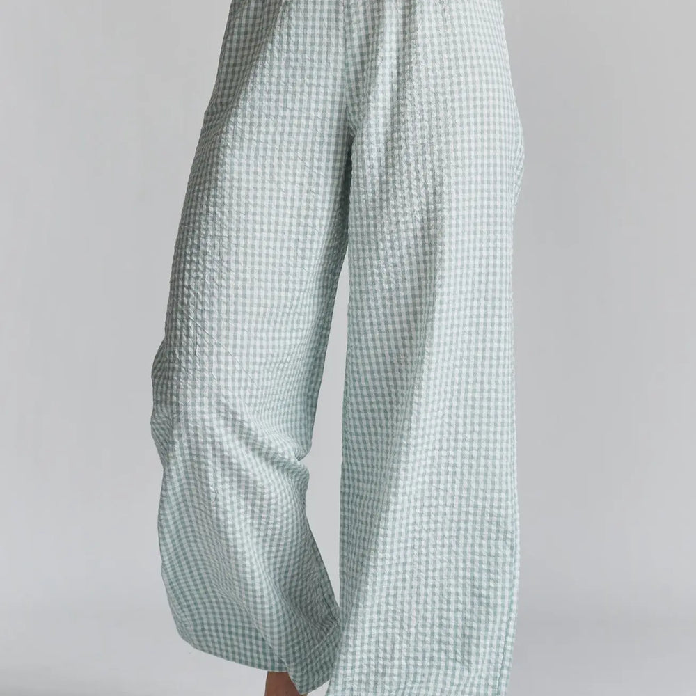 Robinia Ethical-Cotton Wide-Leg Trousers - Fjordland Green Peachaus