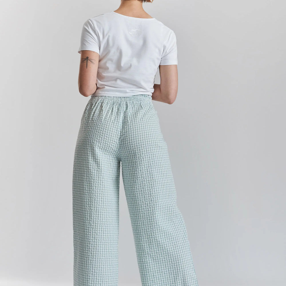 Robinia Ethical-Cotton Wide-Leg Trousers - Fjordland Green Peachaus