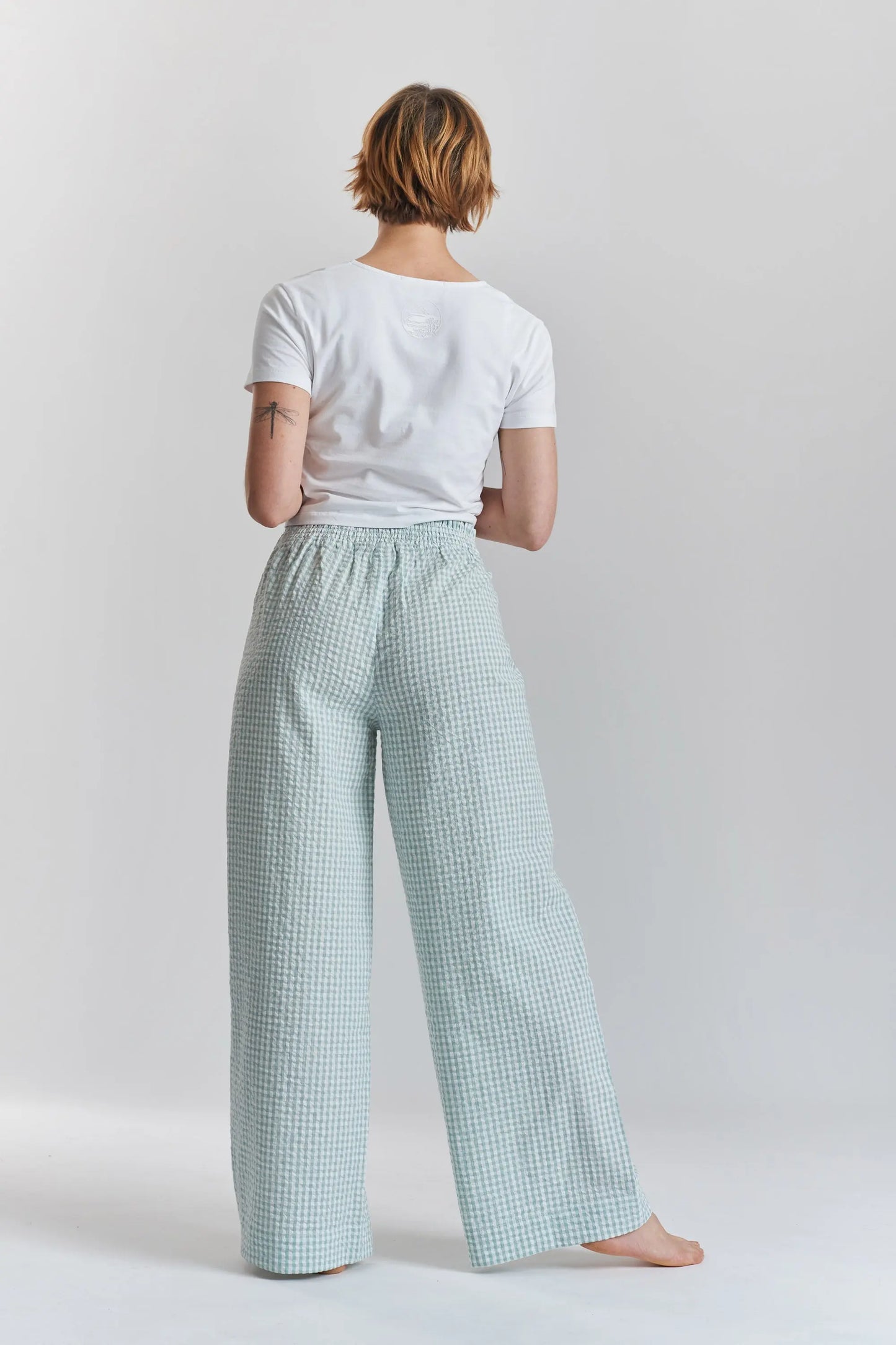 Robinia Ethical-Cotton Wide-Leg Trousers - Fjordland Green Peachaus