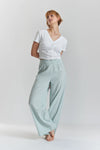 Robinia Ethical-Cotton Wide-Leg Trousers - Fjordland Green Peachaus