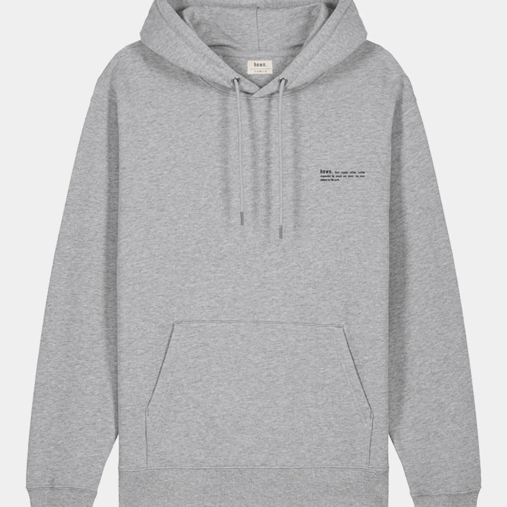 Rock Grey Marl Mens Organic Cotton Relaxed-Fit Hoodie hewn.