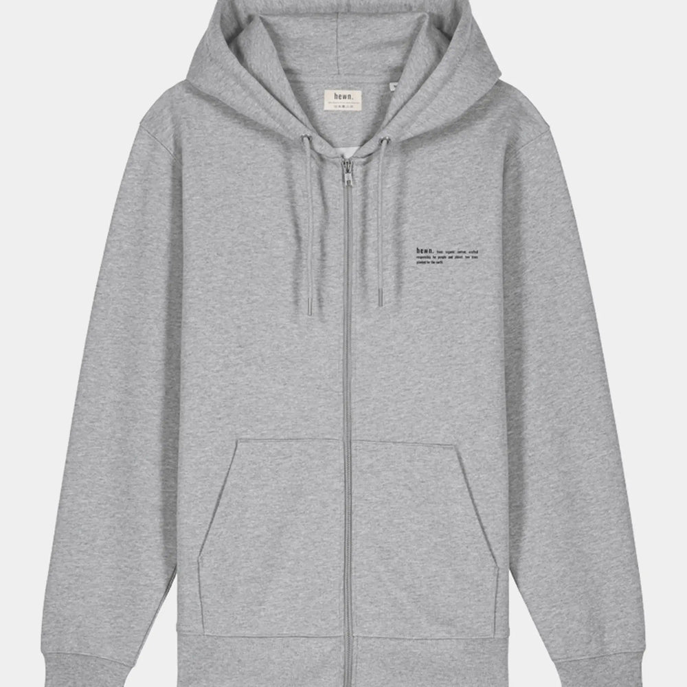 Rock Grey Marl Mens Organic Cotton Relaxed-Fit Zip Hoodie hewn.