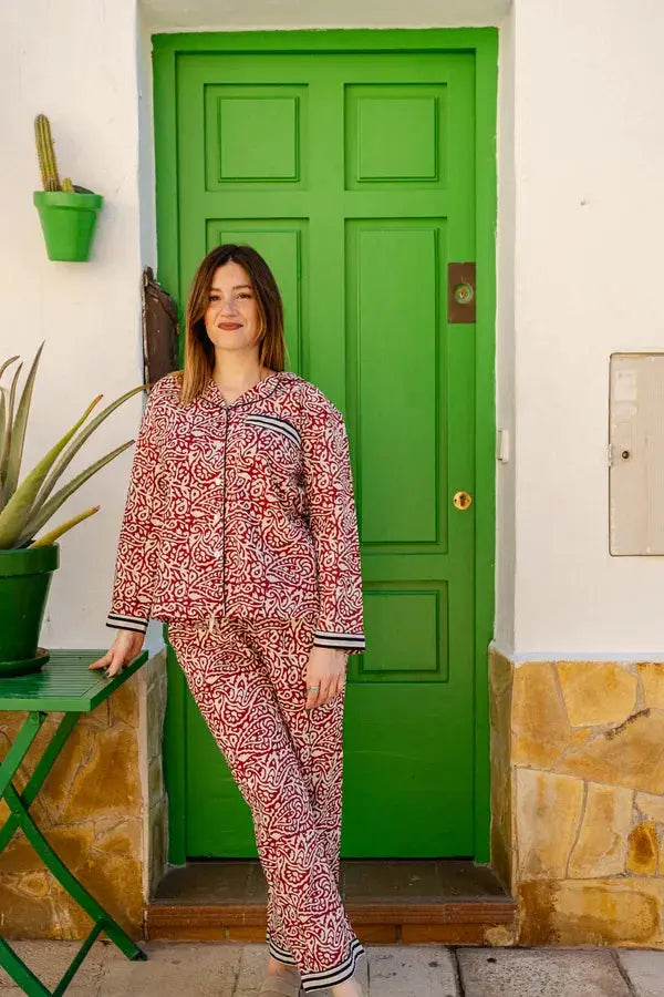 Rojo Paisley Cotton Pyjamas Naree Clothing