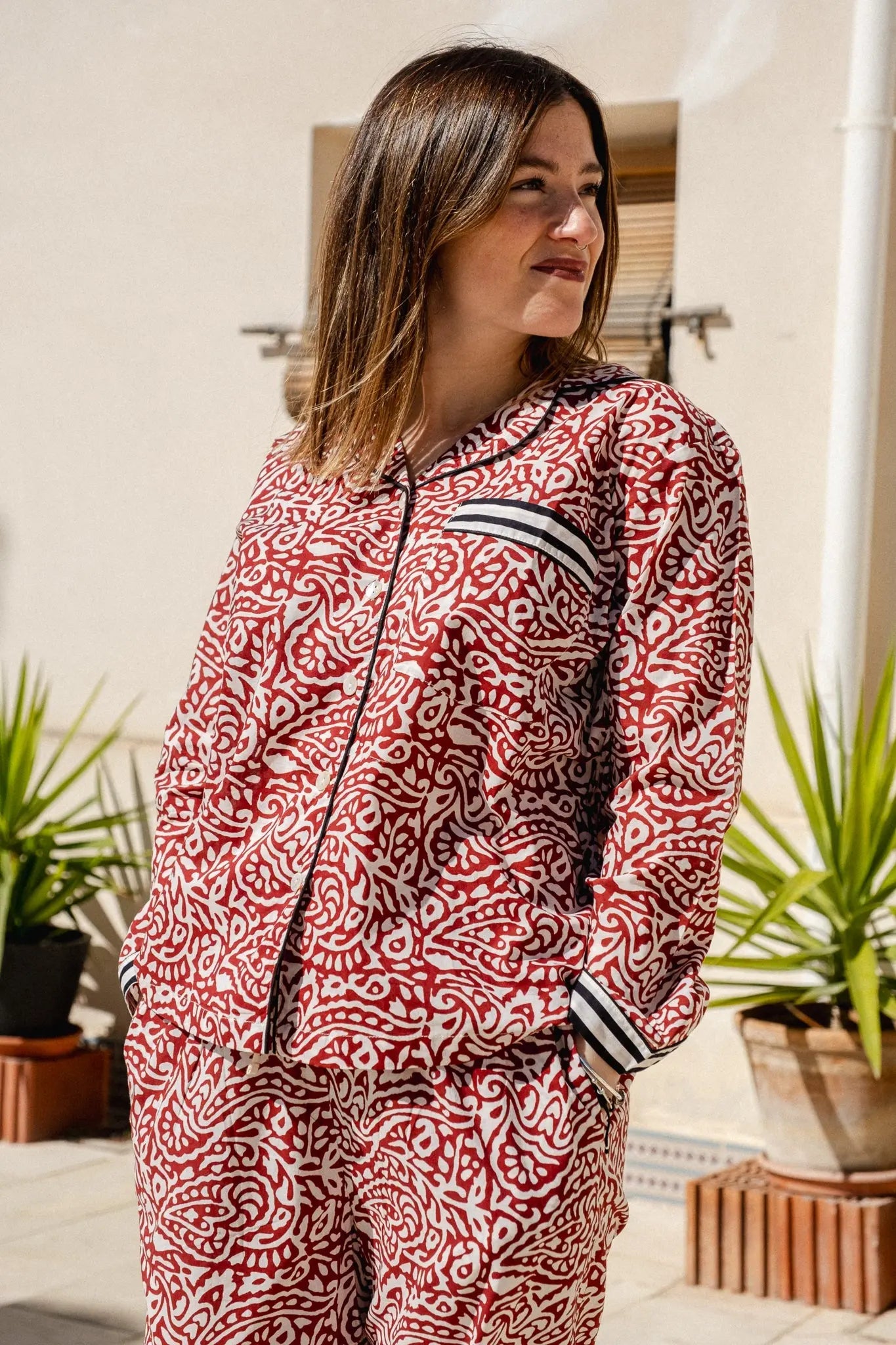 Rojo Paisley Cotton Pyjamas Naree Clothing