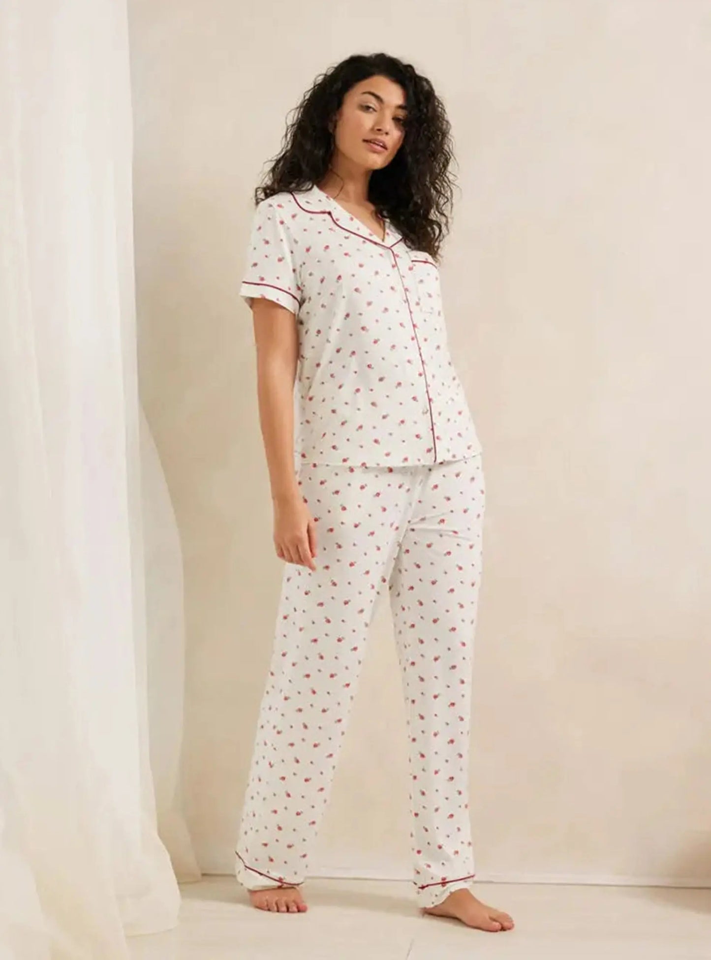 Rose Ditsy Print Women's Long Pyjama Set Chelsea Peers