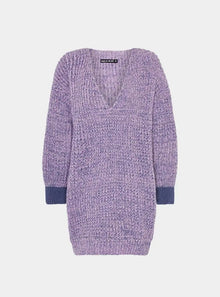  Rosie v Neck Twist Tunic Knit Jumper - Lilac Cara & The Sky