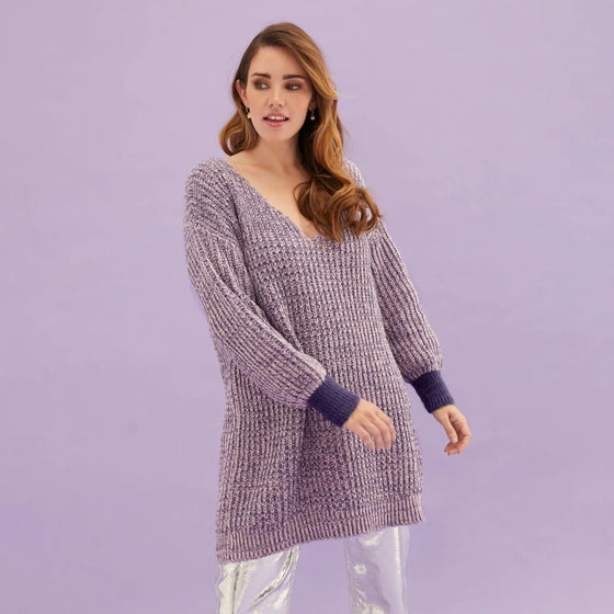 Rosie v Neck Twist Tunic Knit Jumper - Lilac Cara & The Sky