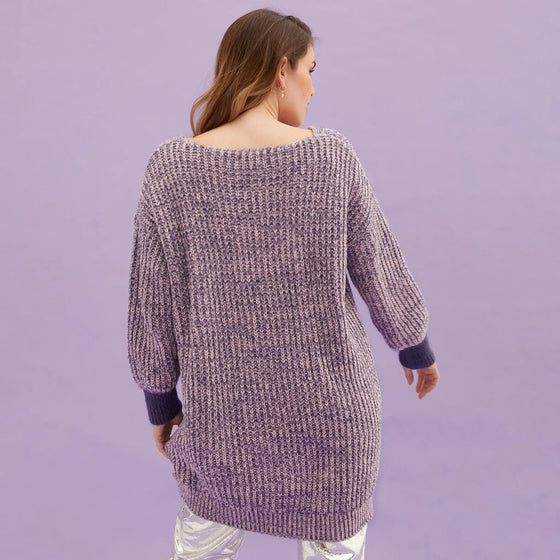 Rosie v Neck Twist Tunic Knit Jumper - Lilac Cara & The Sky