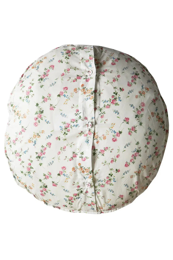 Round Rose Cushion Made With Liberty Fabric ELIZABETH & SWIRLING PETALS Coco & Wolf