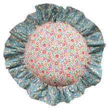  Round Ruffle Cushion Made With Liberty Fabric STRAWBERRY THIEF & D'ANJO Coco & Wolf