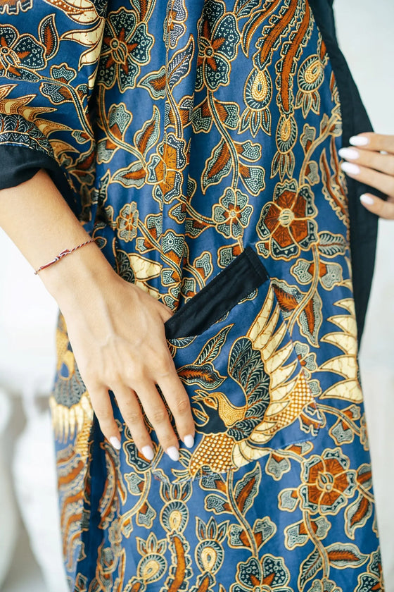 Royal Blue Batik Oriental Kimono Robe Wear the World