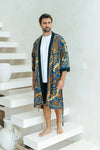 Royal Blue Cotton Men's Batik Robe Wear the World