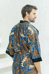 Royal Blue Cotton Men's Batik Robe Wear the World