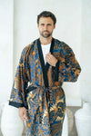 Royal Blue Men's Full Length Batik Robe Wear the World