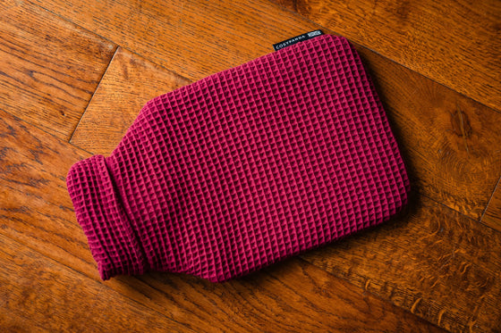 Ruby Red Luxurious 2 Litre Waffle Hot Water Bottle CosyPanda