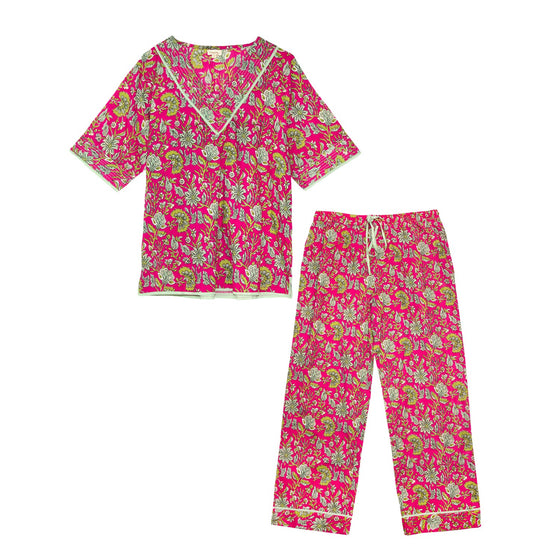 Fuchsia Freesia Women's Floral Cotton Pyjamas inara