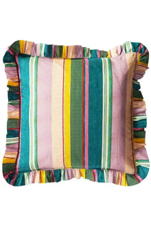  Ruffle Cushion Made With Striped Liberty Fabric ARCHIVE SWATCH Coco & Wolf