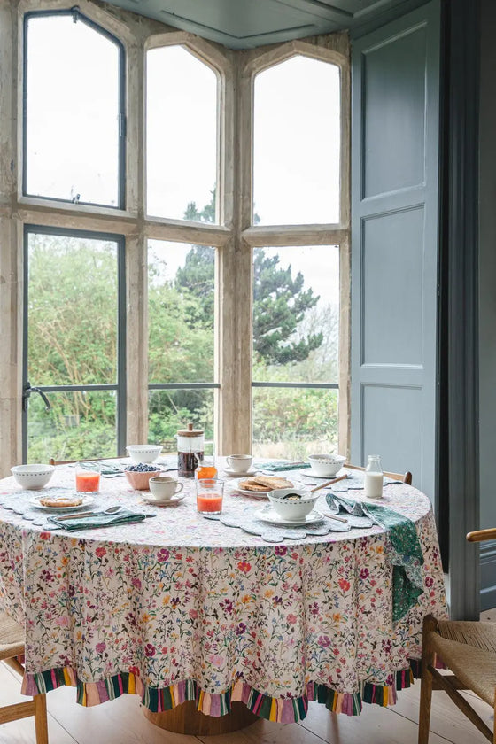 Ruffle Edge Round Tablecloth Made With Liberty Fabric LINEN GARDEN & ARCHIVE SWATCH Coco & Wolf