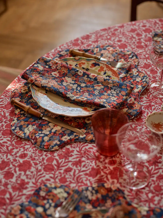 Ruffle Edge Tablecloth Made With Liberty Fabric SAMBOURNE RED Coco & Wolf