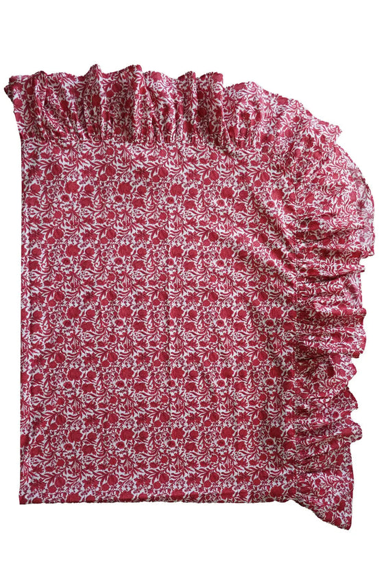 Ruffle Edge Tablecloth Made With Liberty Fabric SAMBOURNE RED Coco & Wolf