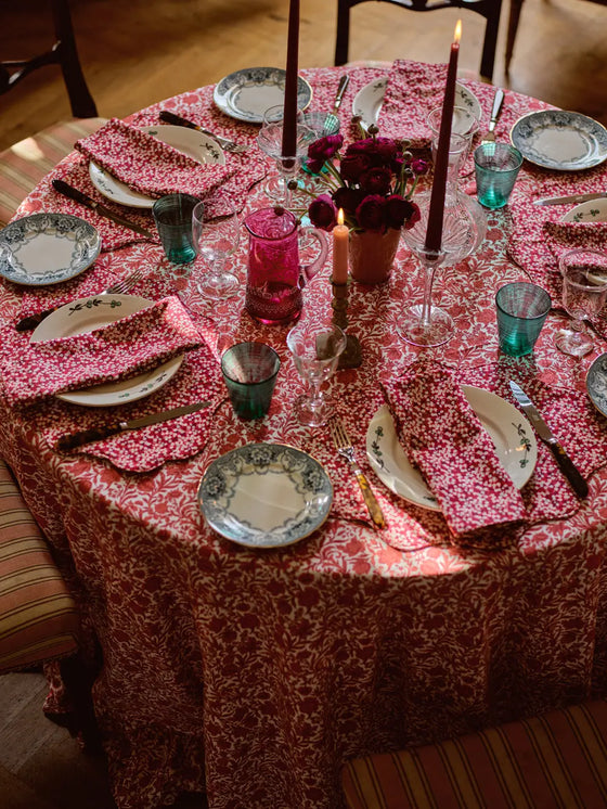 Ruffle Edge Tablecloth Made With Liberty Fabric SAMBOURNE RED Coco & Wolf