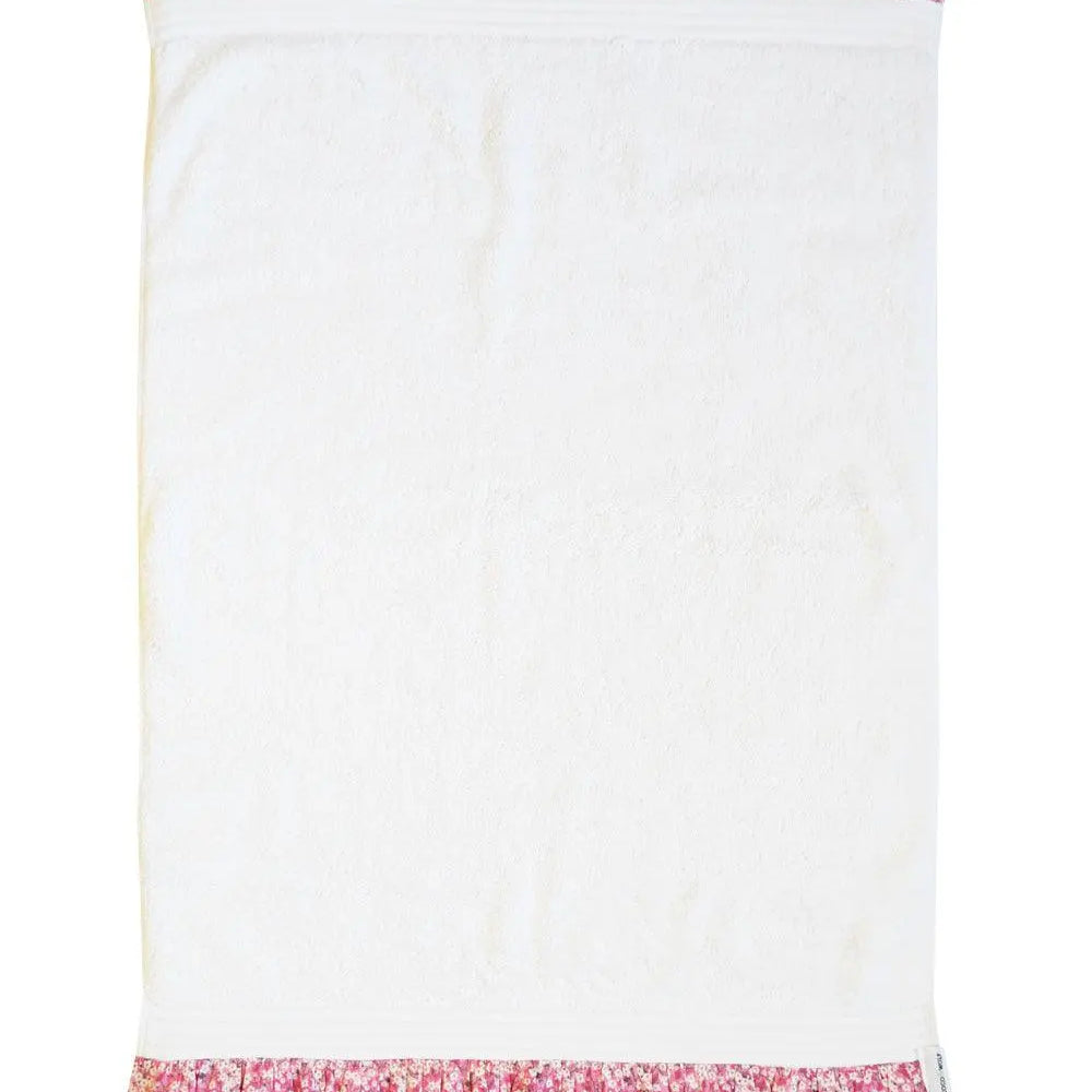 Ruffle Edge Towel Made With Liberty Fabric MITSI VALERIA & CAPEL FUCHSIA PINK Coco & Wolf