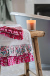 Ruffle Edge Towel Made With Liberty Fabric MITSI VALERIA & CAPEL FUCHSIA PINK Coco & Wolf