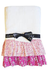 Ruffle Edge Towel Made With Liberty Fabric MITSI VALERIA & CAPEL FUCHSIA PINK Coco & Wolf