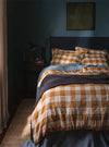 Russet Yellow Emsworth Check Linen Blend Duvet Cover Piglet