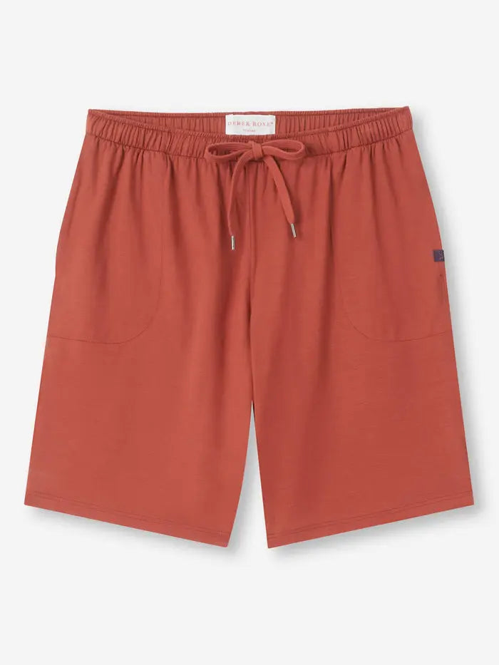 Rust Red Basel Micro Modal Stretch Men's Lounge Shorts Derek Rose