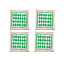  Linen Napkin Set of Four / "Green Diamond"